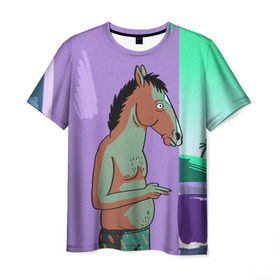 Мужская футболка 3D с принтом BoJack в Новосибирске, 100% полиэфир | прямой крой, круглый вырез горловины, длина до линии бедер | bojack horseman | конь боджек | лошадь боджек