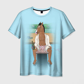 Мужская футболка 3D с принтом BoJack в Новосибирске, 100% полиэфир | прямой крой, круглый вырез горловины, длина до линии бедер | bojack horseman | конь боджек | лошадь боджек