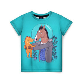 Детская футболка 3D с принтом BoJack в Новосибирске, 100% гипоаллергенный полиэфир | прямой крой, круглый вырез горловины, длина до линии бедер, чуть спущенное плечо, ткань немного тянется | bojack horseman | конь боджек | лошадь боджек