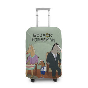 Чехол для чемодана 3D с принтом BoJack в Новосибирске, 86% полиэфир, 14% спандекс | двустороннее нанесение принта, прорези для ручек и колес | bojack horseman | конь боджек | лошадь боджек