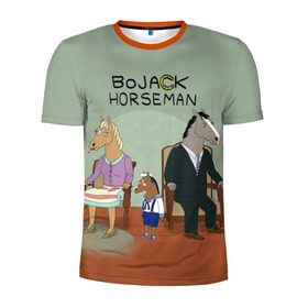 Мужская футболка 3D спортивная с принтом BoJack в Новосибирске, 100% полиэстер с улучшенными характеристиками | приталенный силуэт, круглая горловина, широкие плечи, сужается к линии бедра | bojack horseman | конь боджек | лошадь боджек
