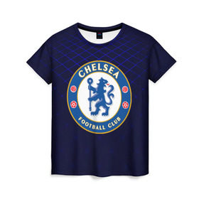 Женская футболка 3D с принтом Chelsea 2018 Uniform в Новосибирске, 100% полиэфир ( синтетическое хлопкоподобное полотно) | прямой крой, круглый вырез горловины, длина до линии бедер | 