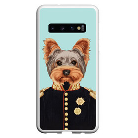 Чехол для Samsung Galaxy S10 с принтом Йоркширский терьер в форме в Новосибирске, Силикон | Область печати: задняя сторона чехла, без боковых панелей | домашние животные | пес | собака | терьер
