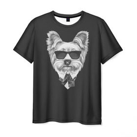 Мужская футболка 3D с принтом Йоркширский терьер_13 в Новосибирске, 100% полиэфир | прямой крой, круглый вырез горловины, длина до линии бедер | домашние животные | пес | собака | терьер