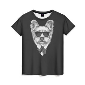 Женская футболка 3D с принтом Йоркширский терьер_13 в Новосибирске, 100% полиэфир ( синтетическое хлопкоподобное полотно) | прямой крой, круглый вырез горловины, длина до линии бедер | домашние животные | пес | собака | терьер