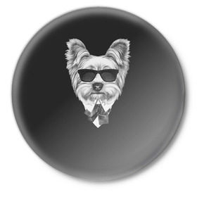 Значок с принтом Йоркширский терьер_13 в Новосибирске,  металл | круглая форма, металлическая застежка в виде булавки | домашние животные | пес | собака | терьер