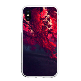 Чехол для iPhone XS Max матовый с принтом Мрачный лес в Новосибирске, Силикон | Область печати: задняя сторона чехла, без боковых панелей | вечер | времена | время | года | дерево | деревья | живой | закат | красный | куст | кусты | лес | листья | мир | осень | природа | фауна | флора | черный