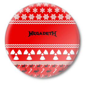 Значок с принтом Праздничный Megadeth в Новосибирске,  металл | круглая форма, металлическая застежка в виде булавки | Тематика изображения на принте: 