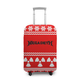 Чехол для чемодана 3D с принтом Праздничный Megadeth в Новосибирске, 86% полиэфир, 14% спандекс | двустороннее нанесение принта, прорези для ручек и колес | Тематика изображения на принте: 