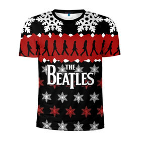 Мужская футболка 3D спортивная с принтом Праздничный The Beatles в Новосибирске, 100% полиэстер с улучшенными характеристиками | приталенный силуэт, круглая горловина, широкие плечи, сужается к линии бедра | beatles | the beatles | бител | битлз | битлс | битлы | группа | джон леннон | джордж харрисон | жуки | знак | красный | ливерпульская четвёрка | мерсибит | надпись | новогодний | новый год | пол маккартни | поп