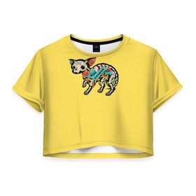 Женская футболка 3D укороченная с принтом Внутри чихуахуа в Новосибирске, 100% полиэстер | круглая горловина, длина футболки до линии талии, рукава с отворотами | домашние животные | пес | песик | собака | собачка | чихуахуа