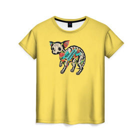 Женская футболка 3D с принтом Внутри чихуахуа в Новосибирске, 100% полиэфир ( синтетическое хлопкоподобное полотно) | прямой крой, круглый вырез горловины, длина до линии бедер | домашние животные | пес | песик | собака | собачка | чихуахуа