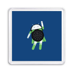 Магнит 55*55 с принтом Android Oreo в Новосибирске, Пластик | Размер: 65*65 мм; Размер печати: 55*55 мм | Тематика изображения на принте: 