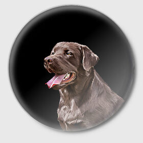 Значок с принтом Лабрадор_арт_2 в Новосибирске,  металл | круглая форма, металлическая застежка в виде булавки | домашние животные | лабрадор | пес | песик | ретривер | собака | собачка