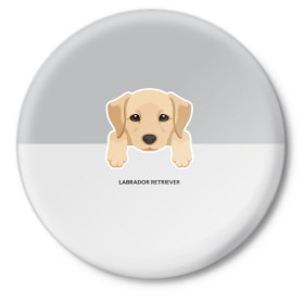 Значок с принтом Лабрадор щенок в Новосибирске,  металл | круглая форма, металлическая застежка в виде булавки | домашние животные | лабрадор | пес | песик | ретривер | собака | собачка