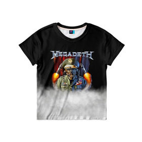 Детская футболка 3D с принтом Megadeth в Новосибирске, 100% гипоаллергенный полиэфир | прямой крой, круглый вырез горловины, длина до линии бедер, чуть спущенное плечо, ткань немного тянется | Тематика изображения на принте: megadet | megadeth | группа | дирк вербурен | дэвид эллефсон | дэйв мастейн | кико лоурейро | мегадет | мегадетх | метал | рок | трэш | трэшметал | тяжелый | хард | хардрок | хеви | хевиметал
