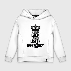 Детское худи Oversize хлопок с принтом Keep calm and listen Skillet в Новосибирске, френч-терри — 70% хлопок, 30% полиэстер. Мягкий теплый начес внутри —100% хлопок | боковые карманы, эластичные манжеты и нижняя кромка, капюшон на магнитной кнопке | skilet | skillet | альтернативный | гранж | группа | джен леджер | джон купер | индастриал | кори купер | метал | ню | пост | рок | сет моррисон | симфоник | скилет | хард | христианский