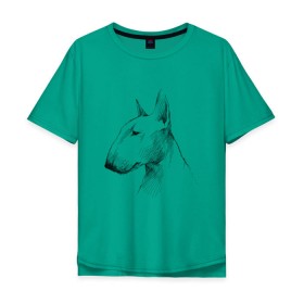 Мужская футболка хлопок Oversize с принтом бультерьер графичный в Новосибирске, 100% хлопок | свободный крой, круглый ворот, “спинка” длиннее передней части | бультерьер | домашние животные | пес | песик | собака | собачка