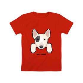 Детская футболка хлопок с принтом Бультерьерчик в Новосибирске, 100% хлопок | круглый вырез горловины, полуприлегающий силуэт, длина до линии бедер | Тематика изображения на принте: домашние животные | пес | собака
