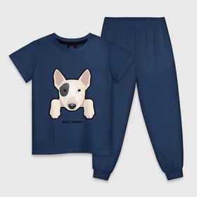 Детская пижама хлопок с принтом Бультерьерчик в Новосибирске, 100% хлопок |  брюки и футболка прямого кроя, без карманов, на брюках мягкая резинка на поясе и по низу штанин
 | домашние животные | пес | собака