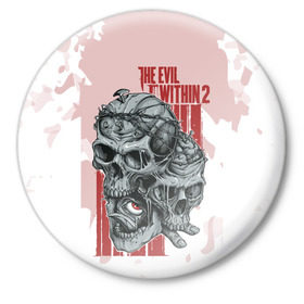 Значок с принтом THE EVIL WITHIN 2 в Новосибирске,  металл | круглая форма, металлическая застежка в виде булавки | skull | череп