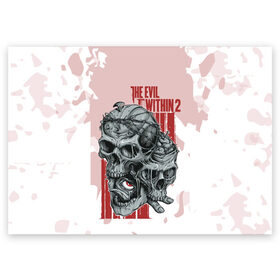 Поздравительная открытка с принтом THE EVIL WITHIN 2 в Новосибирске, 100% бумага | плотность бумаги 280 г/м2, матовая, на обратной стороне линовка и место для марки
 | Тематика изображения на принте: skull | череп