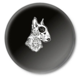 Значок с принтом Бультерьер_16 в Новосибирске,  металл | круглая форма, металлическая застежка в виде булавки | Тематика изображения на принте: домашние животные | пес | собака