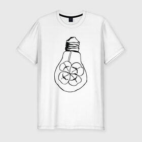 Мужская футболка премиум с принтом Лампочка Клевер в Новосибирске, 92% хлопок, 8% лайкра | приталенный силуэт, круглый вырез ворота, длина до линии бедра, короткий рукав | 
