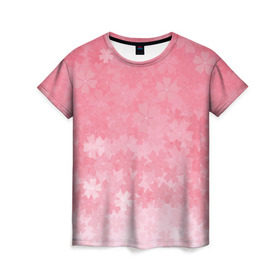 Женская футболка 3D с принтом Сакура в Новосибирске, 100% полиэфир ( синтетическое хлопкоподобное полотно) | прямой крой, круглый вырез горловины, длина до линии бедер | japan | sakura | вишня | розовый | сакура | цветок | цветы | япония