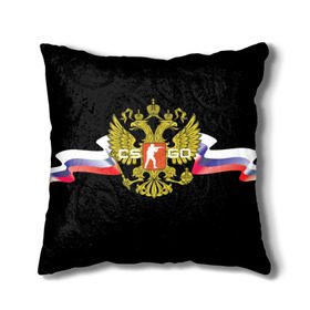 Подушка 3D с принтом CS GO RUSSIAN TEAM в Новосибирске, наволочка – 100% полиэстер, наполнитель – холлофайбер (легкий наполнитель, не вызывает аллергию). | состоит из подушки и наволочки. Наволочка на молнии, легко снимается для стирки | global offensive | герб | россия | флаг