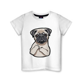 Детская футболка хлопок с принтом Злой мопс в Новосибирске, 100% хлопок | круглый вырез горловины, полуприлегающий силуэт, длина до линии бедер | домашние животные | мопс | пес | песик | собака | собачка