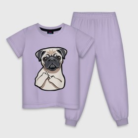 Детская пижама хлопок с принтом Злой мопс в Новосибирске, 100% хлопок |  брюки и футболка прямого кроя, без карманов, на брюках мягкая резинка на поясе и по низу штанин
 | Тематика изображения на принте: домашние животные | мопс | пес | песик | собака | собачка