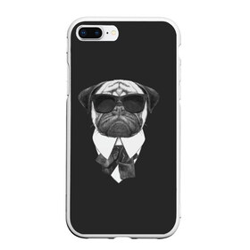 Чехол для iPhone 7Plus/8 Plus матовый с принтом Мопс в черном в Новосибирске, Силикон | Область печати: задняя сторона чехла, без боковых панелей | домашние животные | мопс | пес | песик | собака | собачка