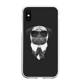 Чехол для iPhone XS Max матовый с принтом Мопс в черном в Новосибирске, Силикон | Область печати: задняя сторона чехла, без боковых панелей | домашние животные | мопс | пес | песик | собака | собачка