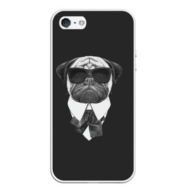 Чехол для iPhone 5/5S матовый с принтом Мопс в черном в Новосибирске, Силикон | Область печати: задняя сторона чехла, без боковых панелей | домашние животные | мопс | пес | песик | собака | собачка