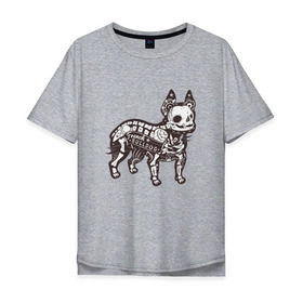 Мужская футболка хлопок Oversize с принтом Бульдог ренген в Новосибирске, 100% хлопок | свободный крой, круглый ворот, “спинка” длиннее передней части | Тематика изображения на принте: бульдог | домашние животные | пес | песик | собака | собачка | французский бульдог