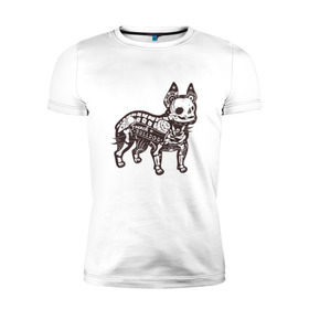 Мужская футболка премиум с принтом Бульдог ренген в Новосибирске, 92% хлопок, 8% лайкра | приталенный силуэт, круглый вырез ворота, длина до линии бедра, короткий рукав | бульдог | домашние животные | пес | песик | собака | собачка | французский бульдог