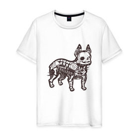Мужская футболка хлопок с принтом Бульдог ренген в Новосибирске, 100% хлопок | прямой крой, круглый вырез горловины, длина до линии бедер, слегка спущенное плечо. | бульдог | домашние животные | пес | песик | собака | собачка | французский бульдог