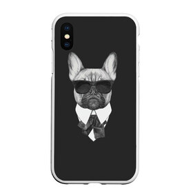 Чехол для iPhone XS Max матовый с принтом Бульдог в черном в Новосибирске, Силикон | Область печати: задняя сторона чехла, без боковых панелей | бульдог | домашние животные | пес | песик | собака | собачка | французский бульдог