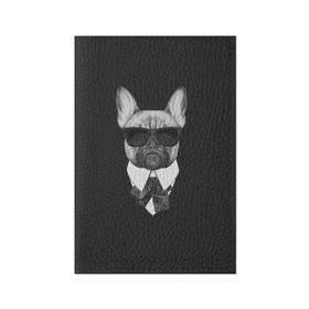 Обложка для паспорта матовая кожа с принтом Бульдог в черном в Новосибирске, натуральная матовая кожа | размер 19,3 х 13,7 см; прозрачные пластиковые крепления | бульдог | домашние животные | пес | песик | собака | собачка | французский бульдог