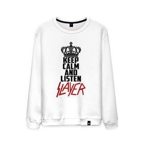 Мужской свитшот хлопок с принтом Keep calm and listen Slayer в Новосибирске, 100% хлопок |  | Тематика изображения на принте: 