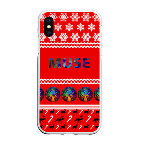 Чехол для iPhone XS Max матовый с принтом Праздничный Muse в Новосибирске, Силикон | Область печати: задняя сторона чехла, без боковых панелей | muse | альтернативный | группа | доминик ховард | знак | красный | крис уолстенхолм | мо | моус | моусе | муза | музе | мусе | мэттью беллами | надпись | новогодний | новый год | праздник | прогрессивный