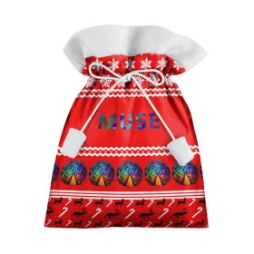 Подарочный 3D мешок с принтом Праздничный Muse в Новосибирске, 100% полиэстер | Размер: 29*39 см | muse | альтернативный | группа | доминик ховард | знак | красный | крис уолстенхолм | мо | моус | моусе | муза | музе | мусе | мэттью беллами | надпись | новогодний | новый год | праздник | прогрессивный