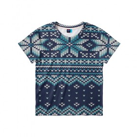 Детская футболка 3D с принтом Вязаный орнамент в Новосибирске, 100% гипоаллергенный полиэфир | прямой крой, круглый вырез горловины, длина до линии бедер, чуть спущенное плечо, ткань немного тянется | christmas | new year | pattern | арт | вязание | вязаный | зима | новый год | праздник | рождество | свитер | текстура | узор