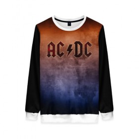 Женский свитшот 3D с принтом AC/DC в Новосибирске, 100% полиэстер с мягким внутренним слоем | круглый вырез горловины, мягкая резинка на манжетах и поясе, свободная посадка по фигуре | ac dc | logo | metal | music | rock | лого | логотип | метал | музыка | рок