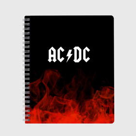 Тетрадь с принтом AC DC в Новосибирске, 100% бумага | 48 листов, плотность листов — 60 г/м2, плотность картонной обложки — 250 г/м2. Листы скреплены сбоку удобной пружинной спиралью. Уголки страниц и обложки скругленные. Цвет линий — светло-серый
 | ac dc | logo | metal | music | rock | лого | логотип | метал | музыка | рок