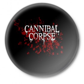 Значок с принтом Cannibal Corpse в Новосибирске,  металл | круглая форма, металлическая застежка в виде булавки | Тематика изображения на принте: cannibal corpse | logo | metal | music | rock | лого | логотип | метал | музыка | рок