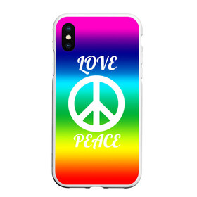 Чехол для iPhone XS Max матовый с принтом Love and Peace в Новосибирске, Силикон | Область печати: задняя сторона чехла, без боковых панелей | любовь и мир | мир | хиппи