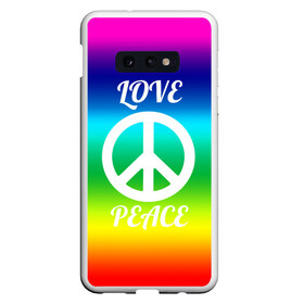 Чехол для Samsung S10E с принтом Love and Peace в Новосибирске, Силикон | Область печати: задняя сторона чехла, без боковых панелей | Тематика изображения на принте: любовь и мир | мир | хиппи