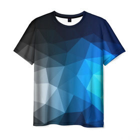 Мужская футболка 3D с принтом Gray&Blue collection abstract в Новосибирске, 100% полиэфир | прямой крой, круглый вырез горловины, длина до линии бедер | abstraction | geometry | polygon | абстракция | геометрия | грань | краски | кубик | кубики | линии | мозаика | полигон | разноцветные | ребро | текстура | тени | узор